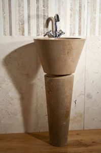 freistehendes Waschbecken / rechteckig / Stein / modern