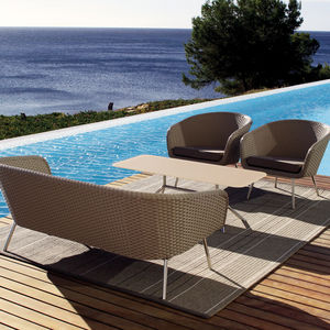 moderner Couchtisch / Glas / Edelstahl / rechteckig