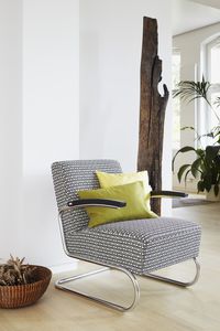 moderner Sessel / Massivholz / Stoff / Leder