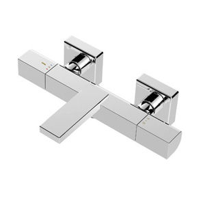 Mischbatterie für Duschen / für Badewanne / Wandmontage / verchromtes Metall
