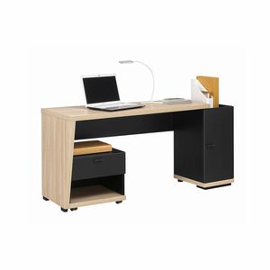 Schreibtisch aus Eiche / Melamin / modern / integrierter Stauraum