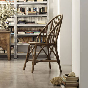 moderner Esszimmerstuhl / aus Rattan / blau / grün