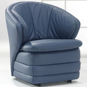 moderner Sessel / Leder / mit Rollen / Club