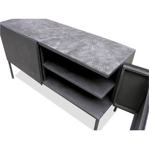 hochbeiniges Sideboard / originelles Design / lackiertes Metall / Beton