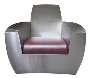 Sessel / originelles Design / Leder / Edelstahl / Unsichtbare Rollen