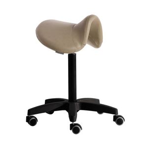 Chromstahl-Arbeitshocker / Kunststoff / Kunstleder / mit Rollen