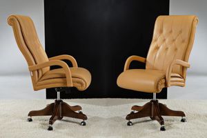 klassischer Chefsessel / Leder / drehbar / mit Rollen