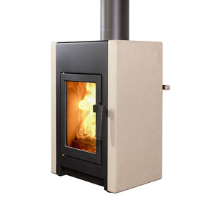 Holz-Kaminofen / modern / Metall / Beton