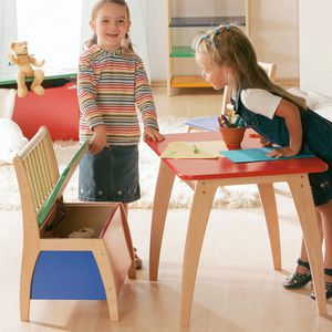 moderne Bank / Holz / mit Rückenlehne / für Kinder