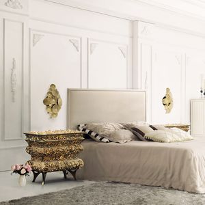 Nachttisch / originelles Design / Holz / Messing / rechteckig