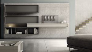 moderne Wohnwand / lackiertes Holz