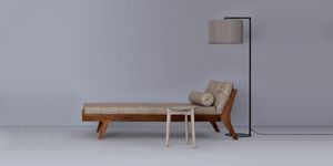moderne Récamiere / Leder / Massivholz / Wohnzimmer