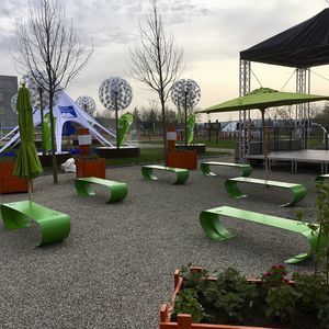 Parkbank / modern / verzinkter Stahl