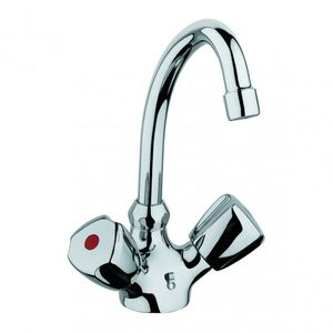 Waschtisch-Mischbatterie / freistehend / verchromtes Metall / thermostatisch