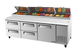 Zubereitungstisch für Pizza / Edelstahl / mobile / gekühlt