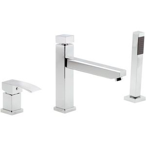 Einhebelmischer für Badewanne / verchromtes Metall / Badezimmer / 3-Loch