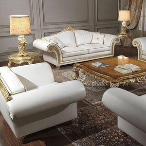 Stil-Sofa / Leder / 2 Plätze / weiß
