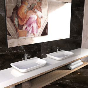 Aufsatzwaschbecken / rechteckig / Mineralwerkstoff / originelles Design