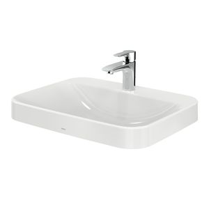 Aufsatzwaschbecken / rechteckig / Keramik / modern