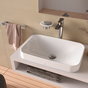 Aufsatzwaschbecken / rechteckig / Keramik / modern