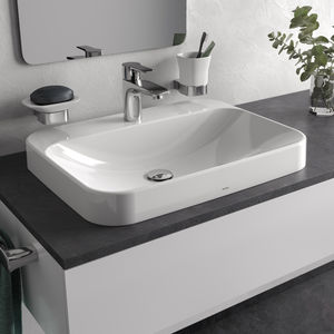 Aufsatzwaschbecken / rechteckig / Keramik / modern