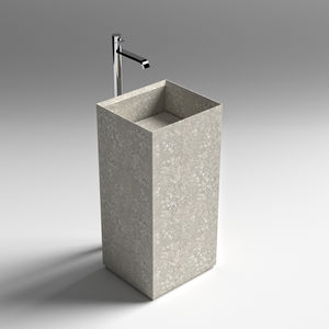 freistehendes Waschbecken / quadratisch / aus Naturstein / modern
