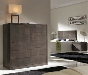hohe Kommode / modern / Nussbaum / aus Buche
