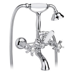 Mischbatterie für Badewanne / Wandmontage / aus Messing / für Badezimmer