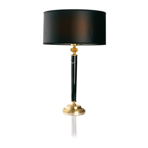 Tischlampe / klassisch / poliertes Messing / Stoff