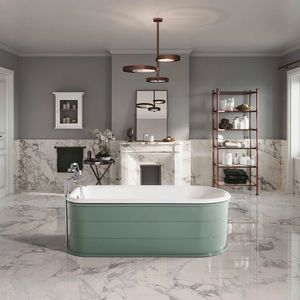freistehende Badewanne / oval / aus Gusseisen