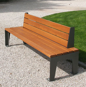 Parkbank / modern / aus Eiche / Stahl
