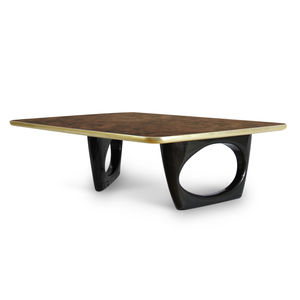 moderner Couchtisch / aus Nussbaum / lackiertes Holz / Holzfurnier
