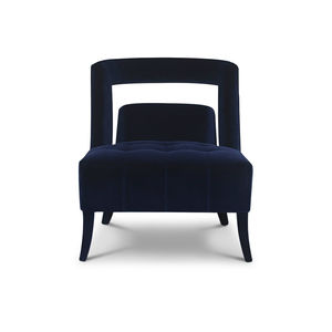 moderner Kaminsessel / Samt / blau / Objektmöbel