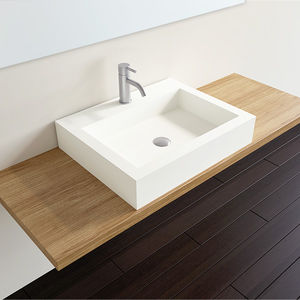 Aufsatzwaschbecken / rechteckig / aus Mineralguss / modern