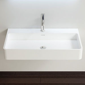 Wand-Waschbecken / rechteckig / aus Mineralguss / modern