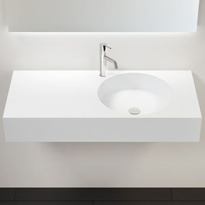Wand-Waschbecken / rechteckig / aus Mineralguss / modern