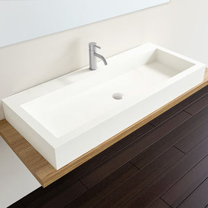 Aufsatzwaschbecken / rechteckig / aus Mineralguss / modern