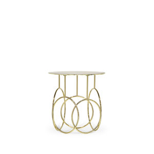 Beistelltisch / originelles Design / poliertes Messing / Glas / rund