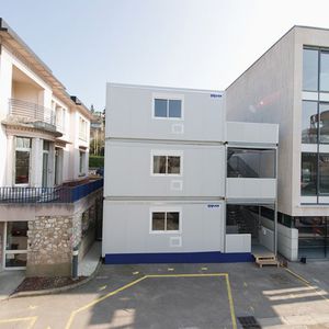 Fertigbau-Gebäude / Modul / für Büro / verzinkter Stahl