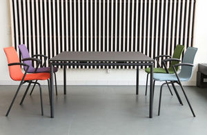 moderner Tisch / Laminat / Aluminium / rechteckig