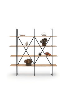 modernes Regal / Holz / Massivholz / Stahl