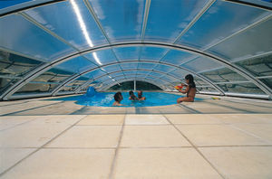 Halbhohe-Schwimmbadüberdachung / Aluminium / mit manueller Bedienung