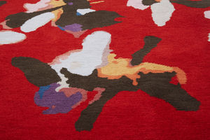 moderner Teppich / Blumenmuster / Wolle / rechteckig