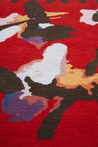 moderner Teppich / aus Wolle / Blumenmuster / handgeknüpfter