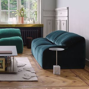 moderner Beistelltisch / aus Marmor / Stahl / rund