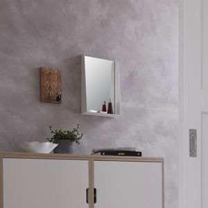 wandmontierter Spiegel / mit Regal / modern / rechteckig