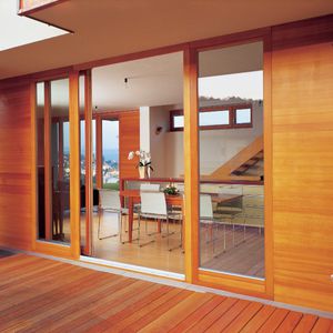 Schiebe-Terrassentür / Holz / Aluminium / Doppelverglasung