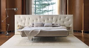 Doppelbett / modern / gepolstertes Kopfteil / mit integriertem Nachttisch