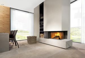Holzkamin / modern / Geschlossene Feuerstelle / einbaufähig