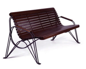 Parkbank / klassisch / Holz / Metall